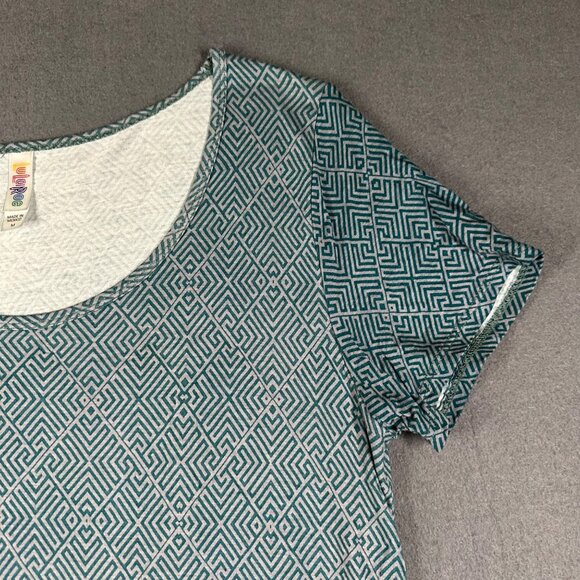 LulaRoe Womens Medium Green Geometric Classic T Shirt Round Neck Short Sleeve - Picture 6 of 7